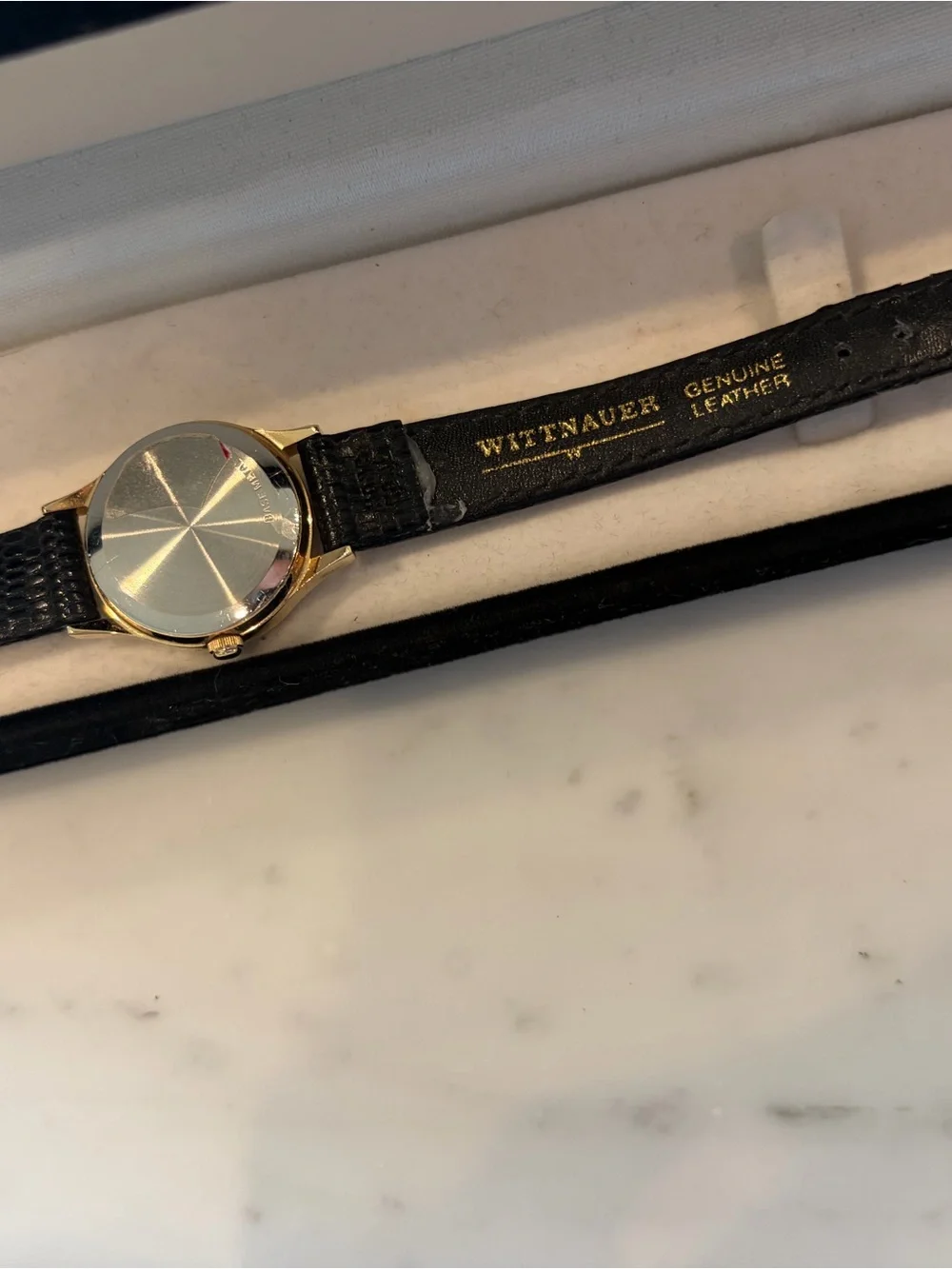 Classic Women's Gold-Tone Watch with Black Leather Strap